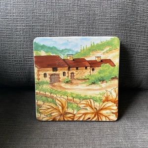 Fitz and Floyd Del Vino Accessory Ceramic Tile Trivet Wall Hanging